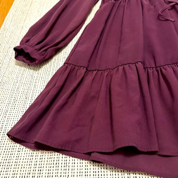 ZARA pleated deep purple v neck flowy dress - Picture 4 of 5